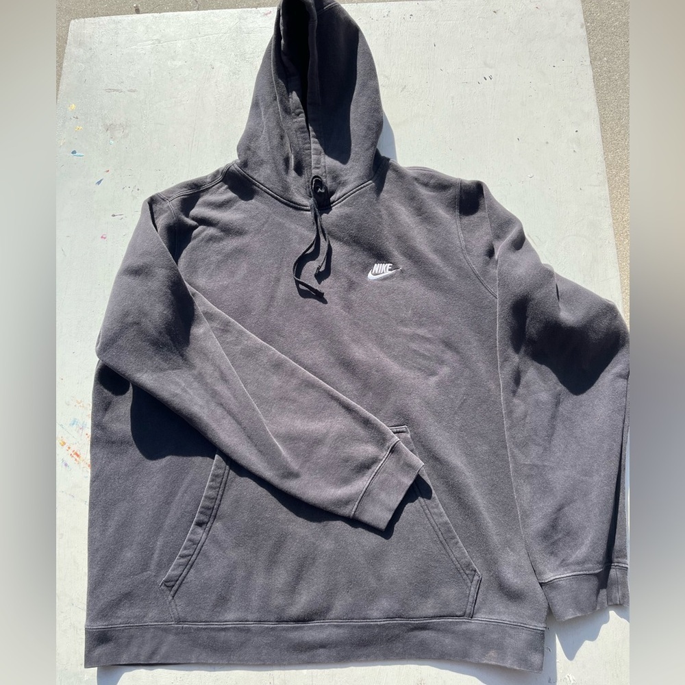 Men's Nike Hoodie Black Swish Logo 2XL Pocket Pullover Cotton Streetwear Active - Picture 4 of 12